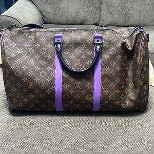 Louis Vuitton Monogram Macassar Keepall Bandouliere 50 Purple